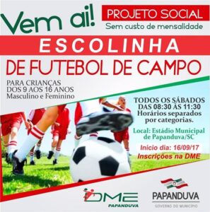 Read more about the article Departamento Municipal de Esportes com Inscrições Abertas para a Escolinha de Futebol de Campo