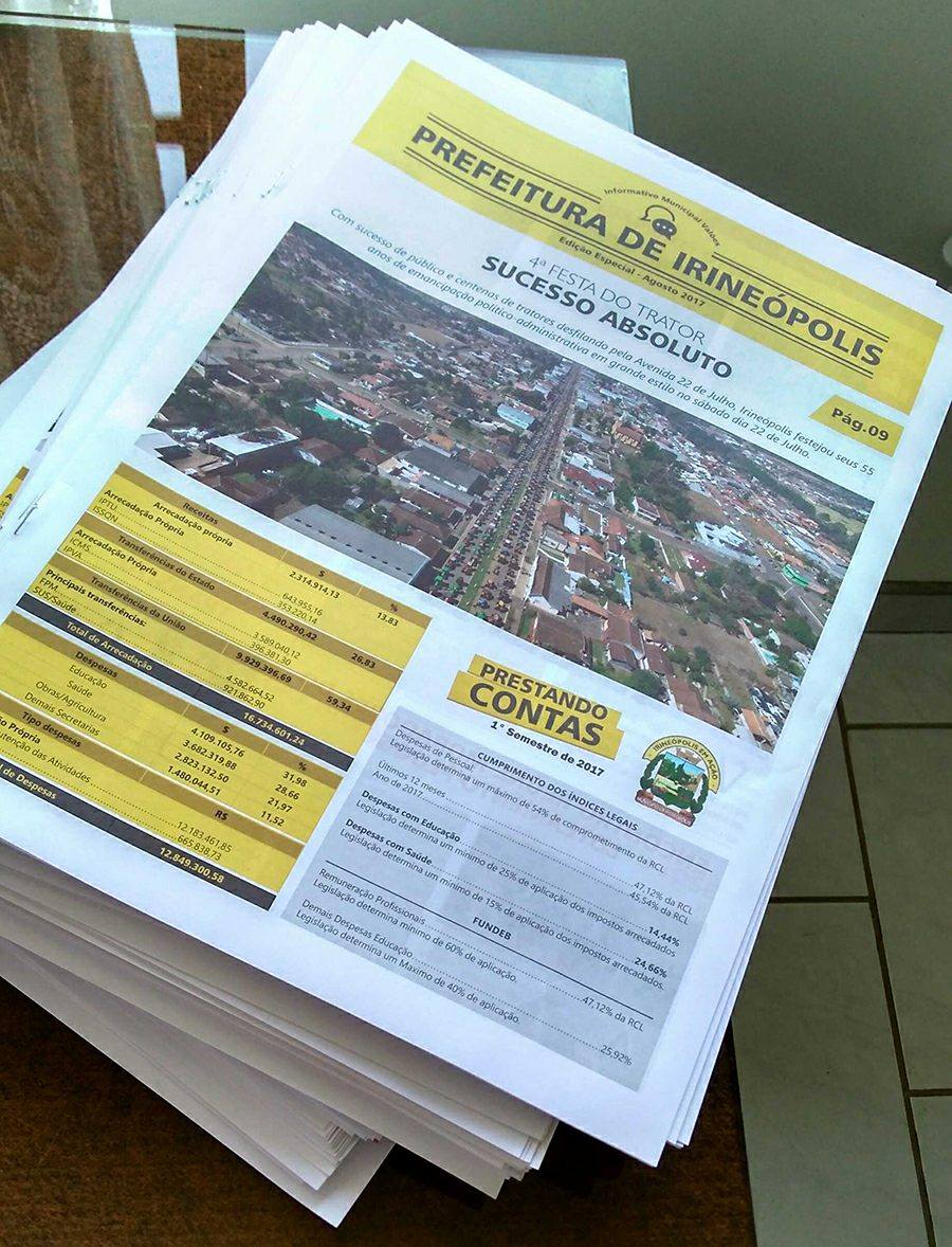 You are currently viewing Prefeitura lança jornal com prestação de contas