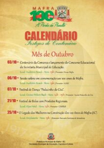 Read more about the article Cultura de Mafra divulga calendário de eventos de outubro “Mafra 100 anos”