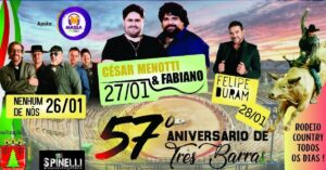 Read more about the article Público terá shows nacionais e rodeio country no aniversário de Três Barras