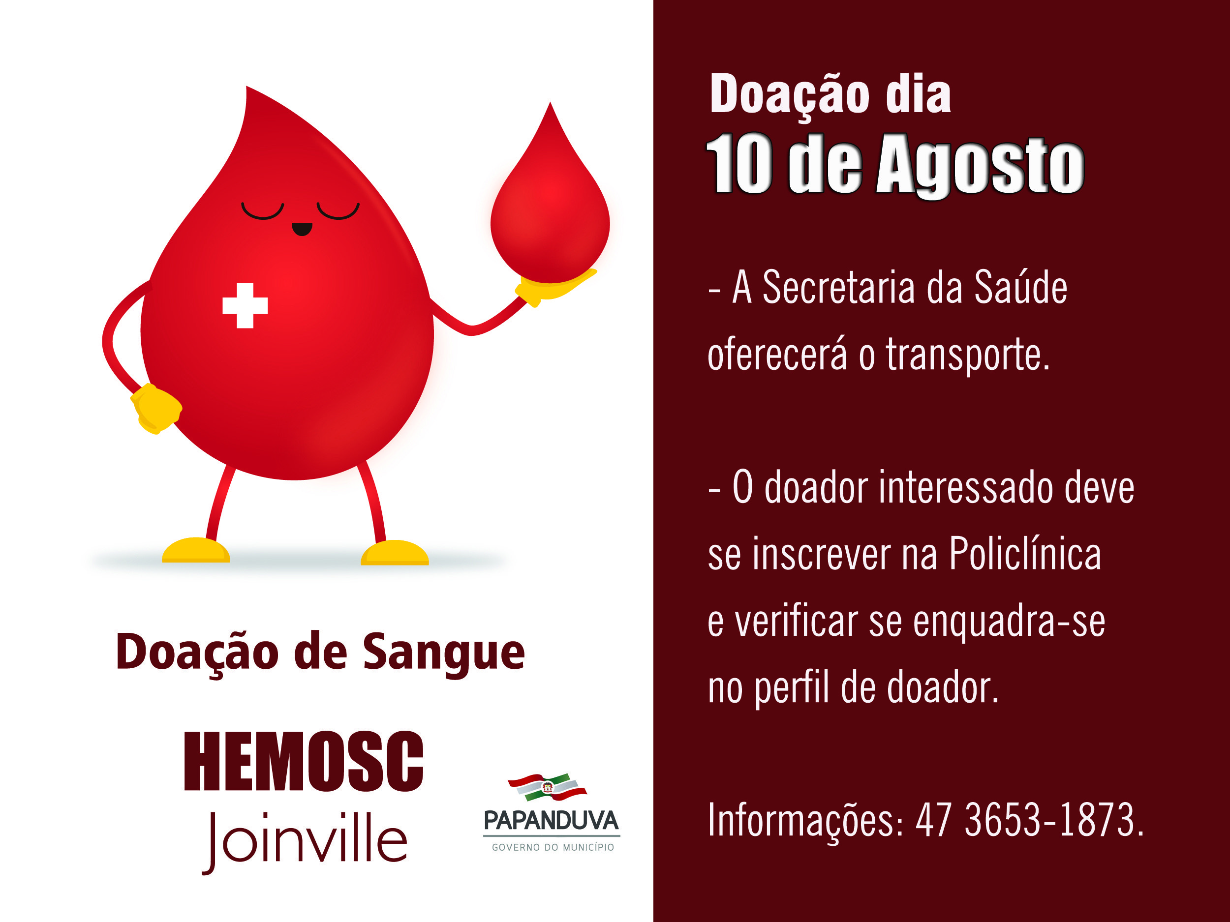 You are currently viewing Papanduvenses podem doar sangue ao Hemosc dia 10 de agosto.