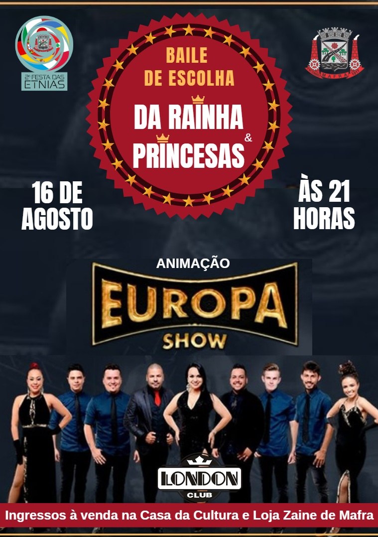 Read more about the article Banda Europa animará baile da escolha da rainha e princesas da 2ª Festa das Etnias