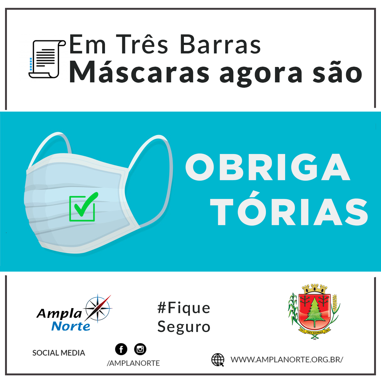 You are currently viewing Uso de máscara será obrigatório a partir do dia 23 de abril em Três Barras