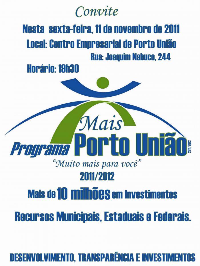 You are currently viewing CONVITE – Programa Mais Porto União