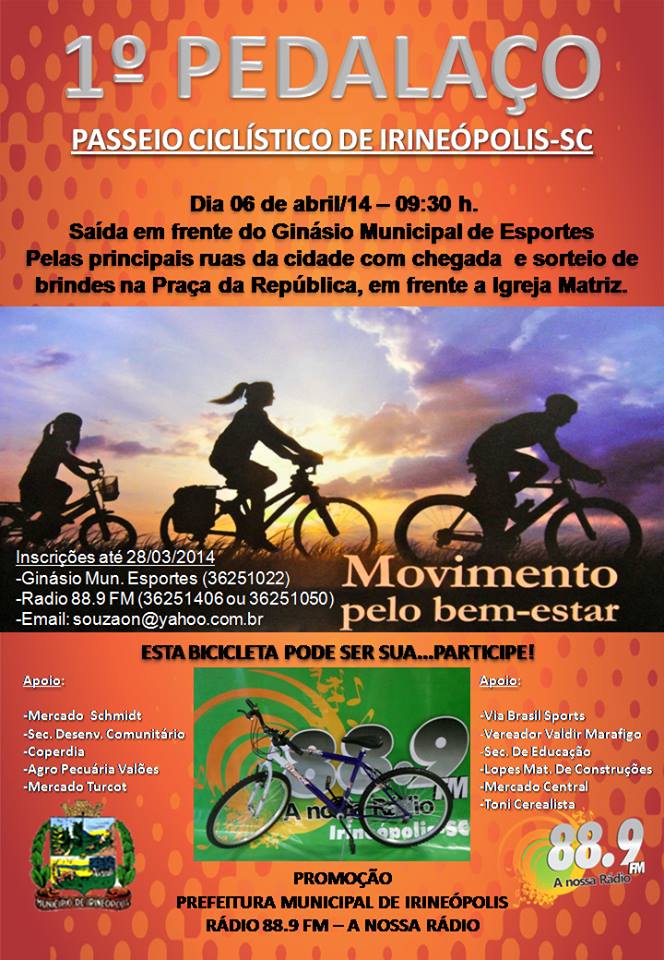 Read more about the article Primeiro Pedalaço será neste domingo em Irineópolis