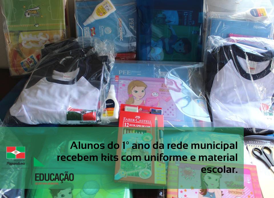 Read more about the article 1º ano da rede municipal recebe kit de material escolar e uniforme